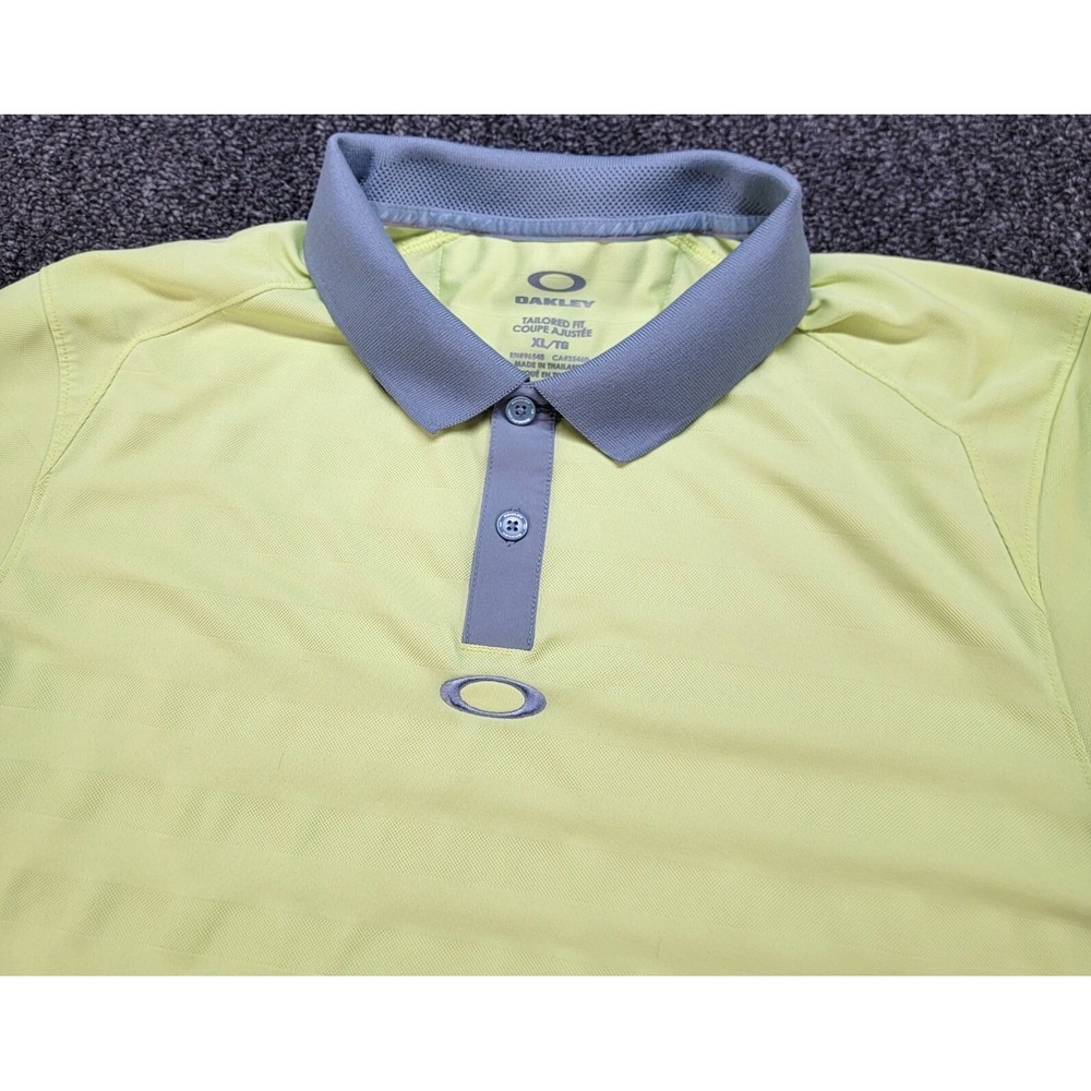Oakley Shirt Men XL Yellow Hydrolix Tailored Fit Stretch Polo Golf Tennis Sports